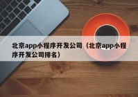 北京app小程序开发公司（北京app小程序开发公司排名）