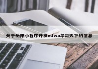 关于岳阳小程序开发edwa华网天下的信息